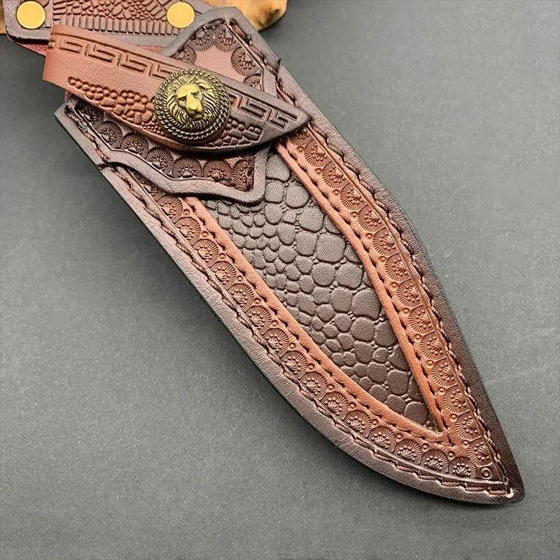 NEW Leather Sheath Belt Knife Sheath with Waist Belt Buckle Pocket Tool Knife Protective Cover (Knife Not Included)