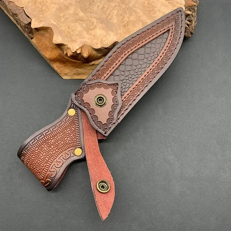 NEW Leather Sheath Belt Knife Sheath with Waist Belt Buckle Pocket Tool Knife Protective Cover (Knife Not Included)