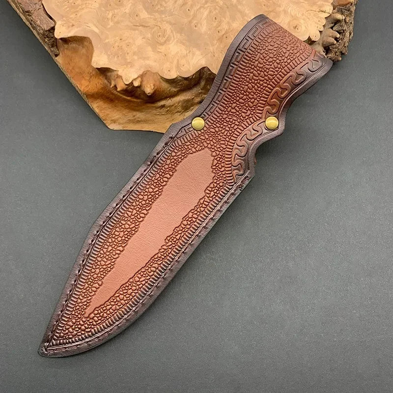 NEW Leather Sheath Belt Knife Sheath with Waist Belt Buckle Pocket Tool Knife Protective Cover (Knife Not Included)