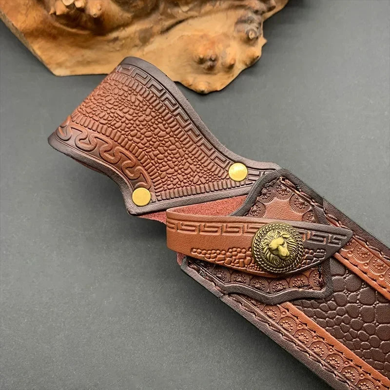 NEW Leather Sheath Belt Knife Sheath with Waist Belt Buckle Pocket Tool Knife Protective Cover (Knife Not Included)