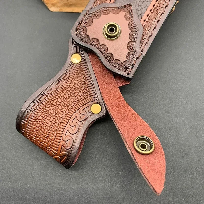 NEW Leather Sheath Belt Knife Sheath with Waist Belt Buckle Pocket Tool Knife Protective Cover (Knife Not Included)