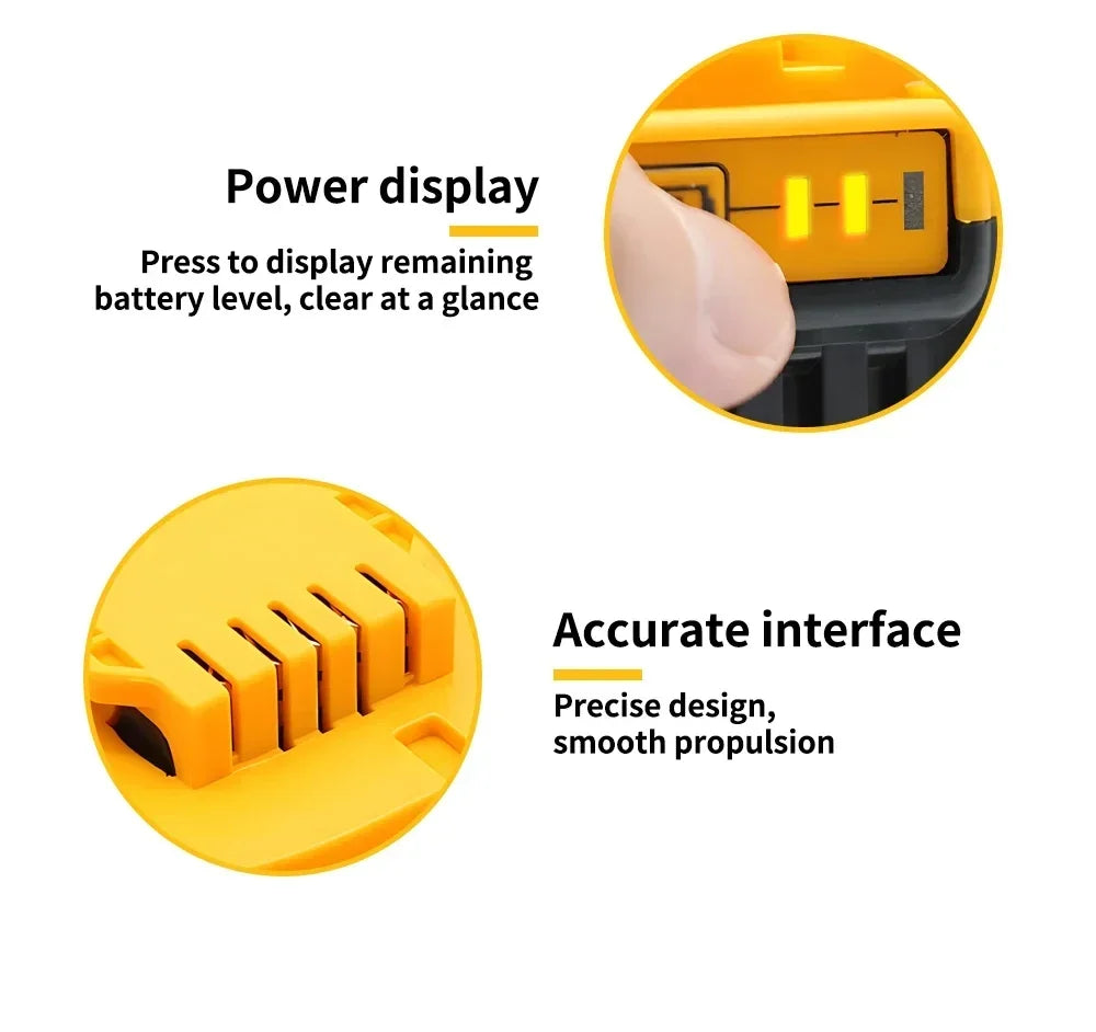 Original Dewalt 20V Battery, dewalt 2AH/5AH/6AH Rechargeable Lithium-Ion Battery, Dewalt DCB206 Power Tool Replacement Battery.