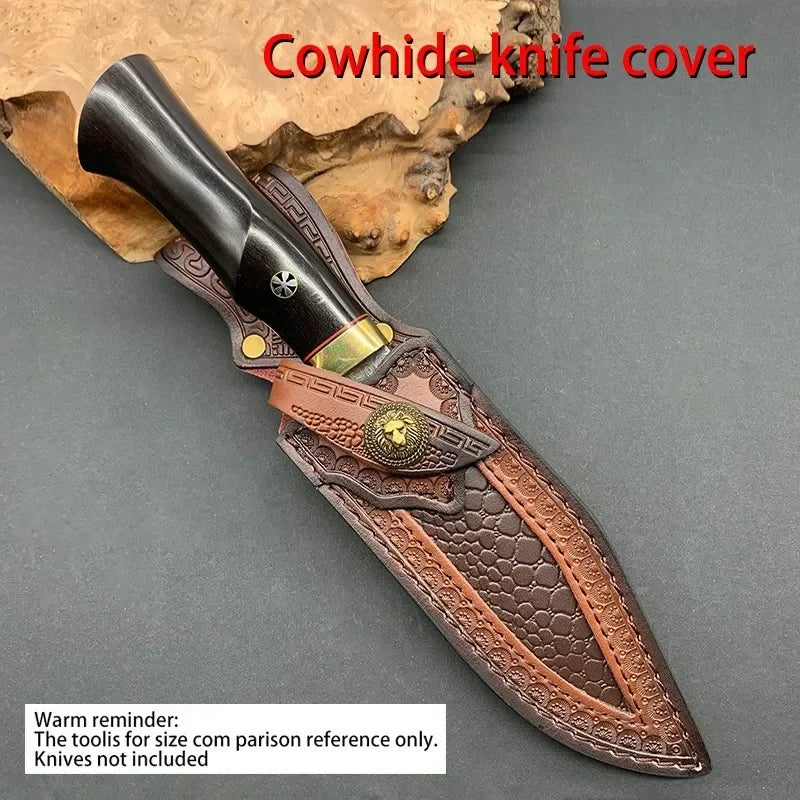 NEW Leather Sheath Belt Knife Sheath with Waist Belt Buckle Pocket Tool Knife Protective Cover (Knife Not Included)
