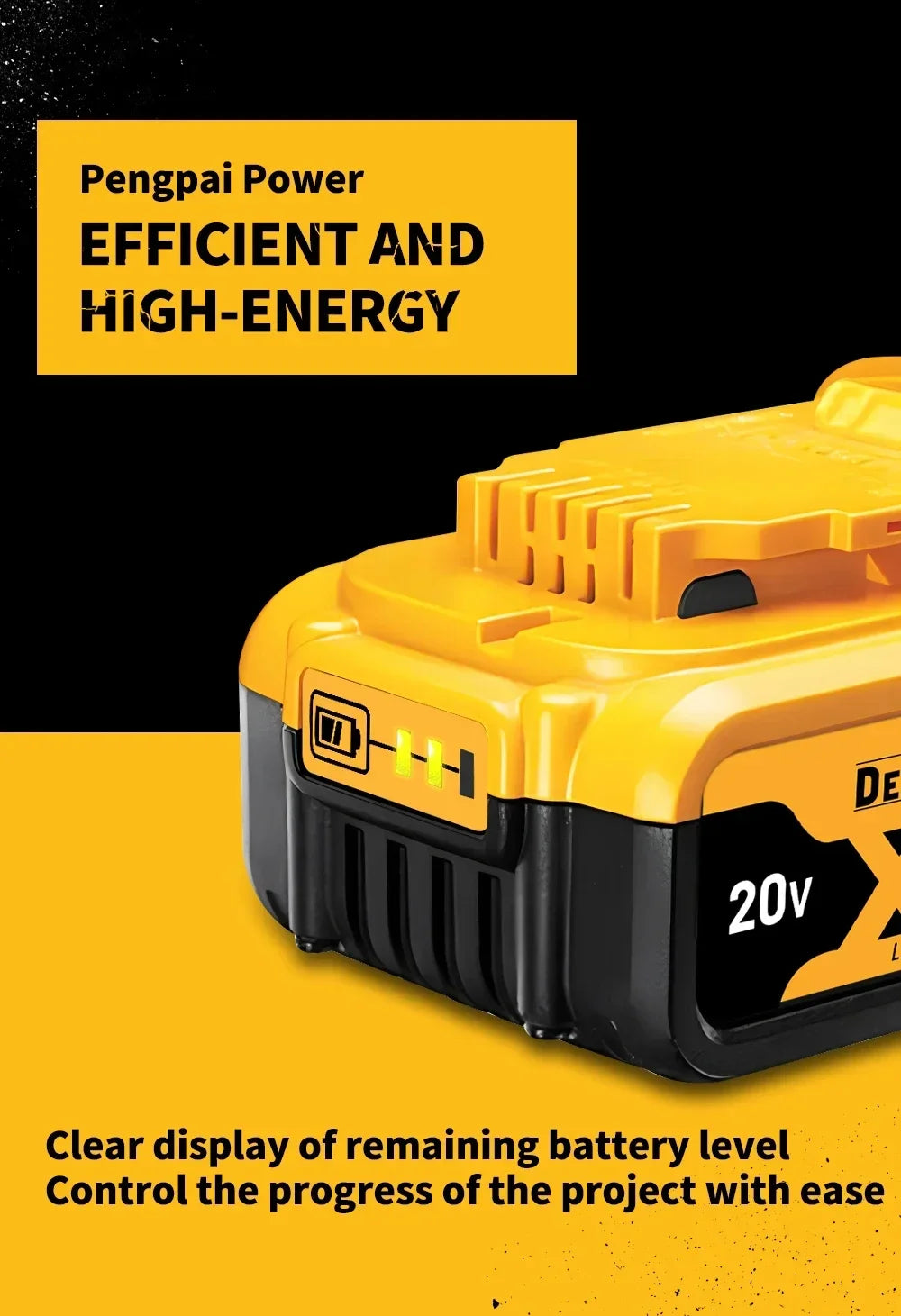 Original Dewalt 20V Battery, dewalt 2AH/5AH/6AH Rechargeable Lithium-Ion Battery, Dewalt DCB206 Power Tool Replacement Battery.