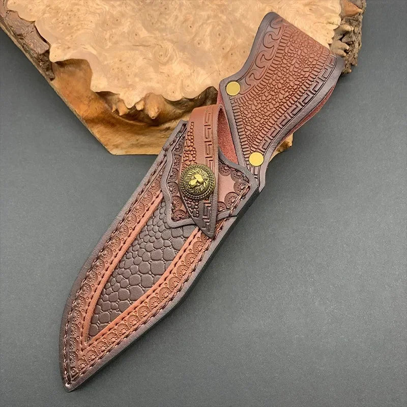 NEW Leather Sheath Belt Knife Sheath with Waist Belt Buckle Pocket Tool Knife Protective Cover (Knife Not Included)